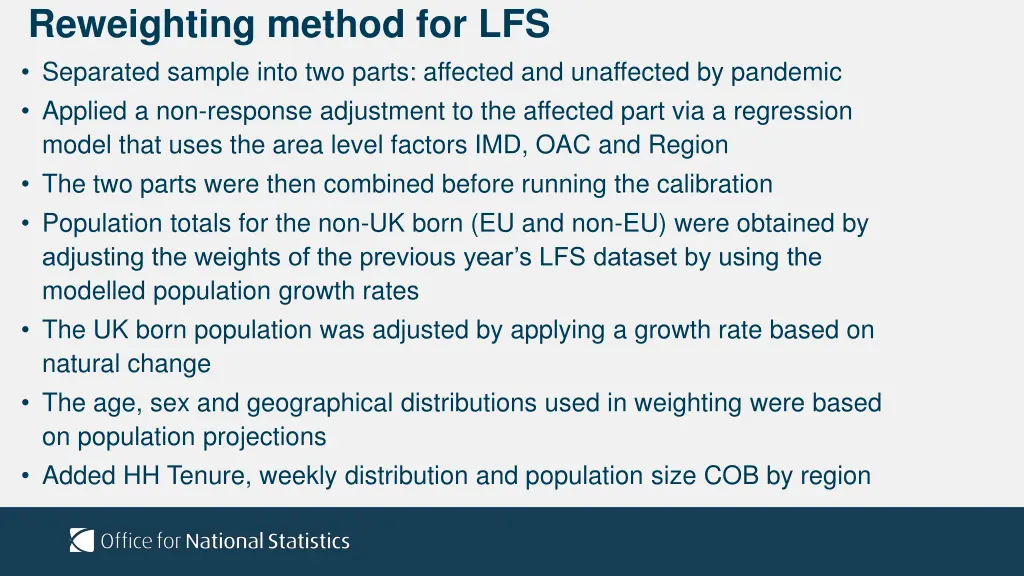 reweighting method for lfs separated sample into