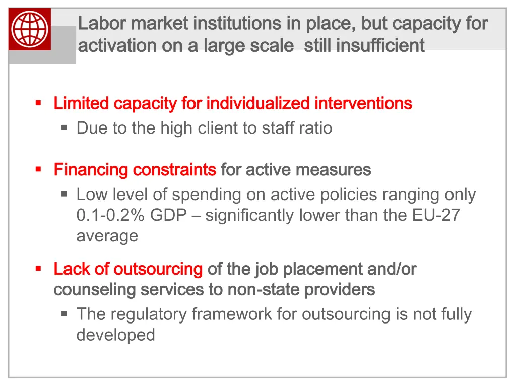 labor market institutions in place but capacity