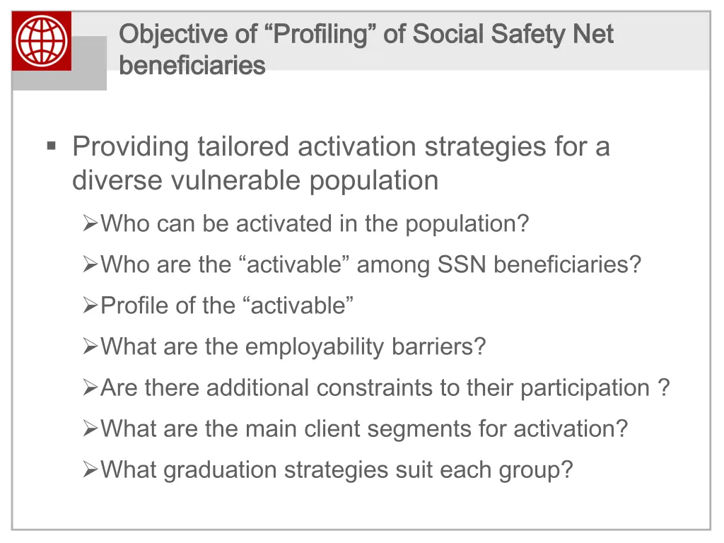 objective of objective of profiling of social