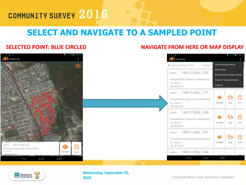 select and navigate to a sampled point