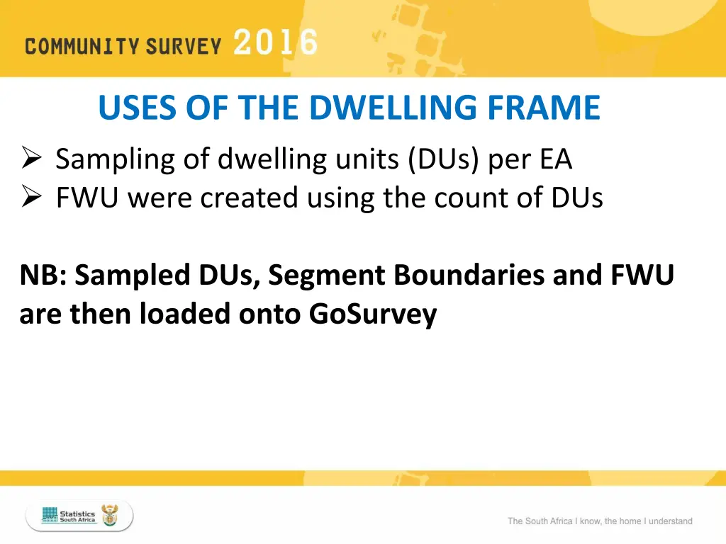 uses of the dwelling frame sampling of dwelling