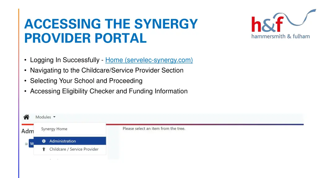 accessing the synergy provider portal