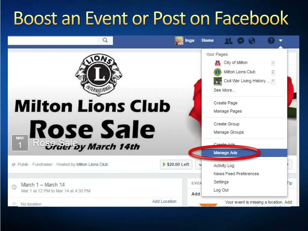 boost an event or post on facebook