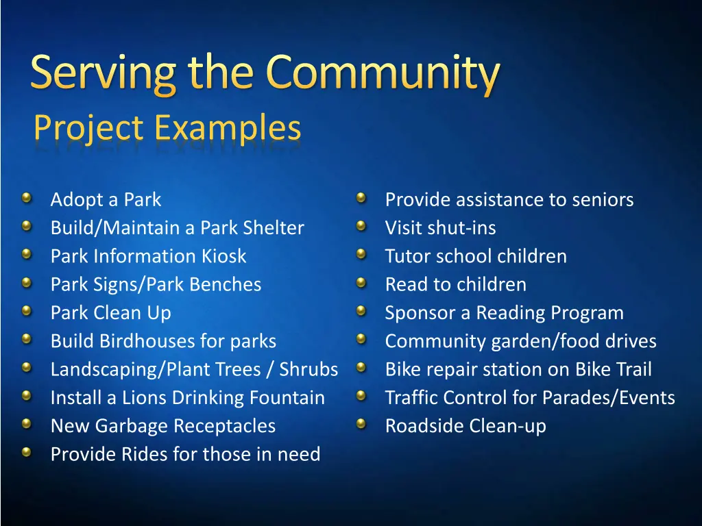 serving the community project examples