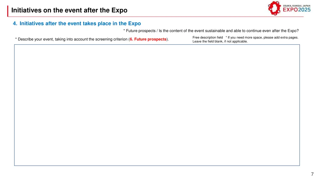 initiatives on the event after the expo