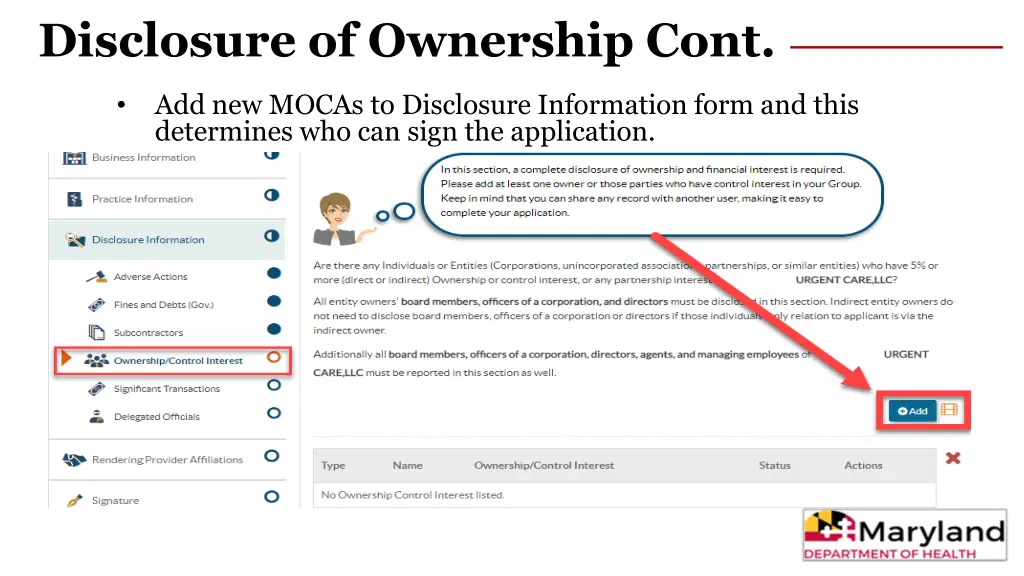 disclosure of ownership cont