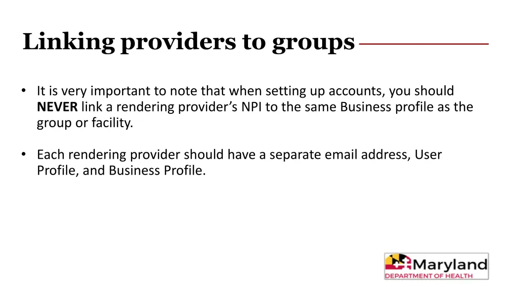 linking providers to groups