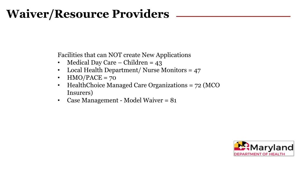 waiver resource providers 1