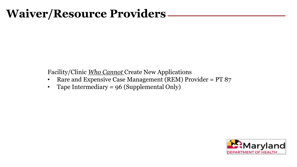 waiver resource providers 3