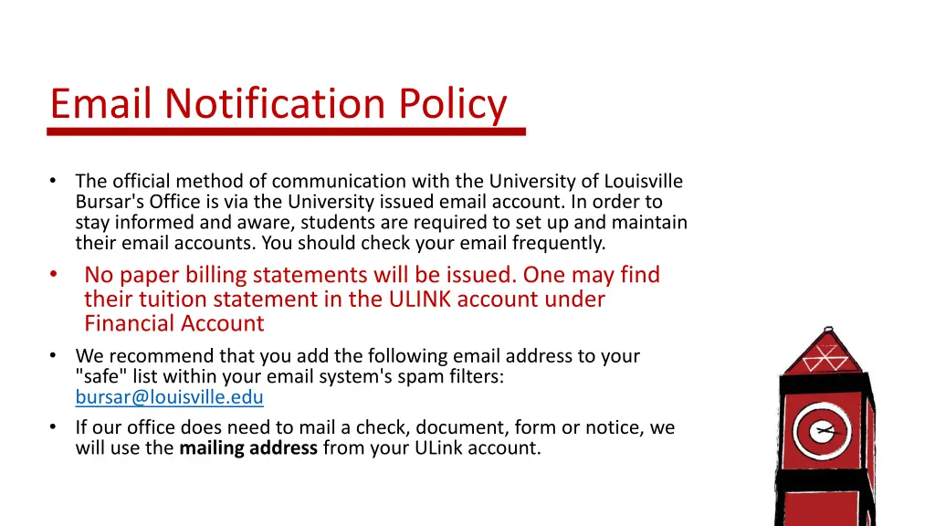 email notification policy the official method