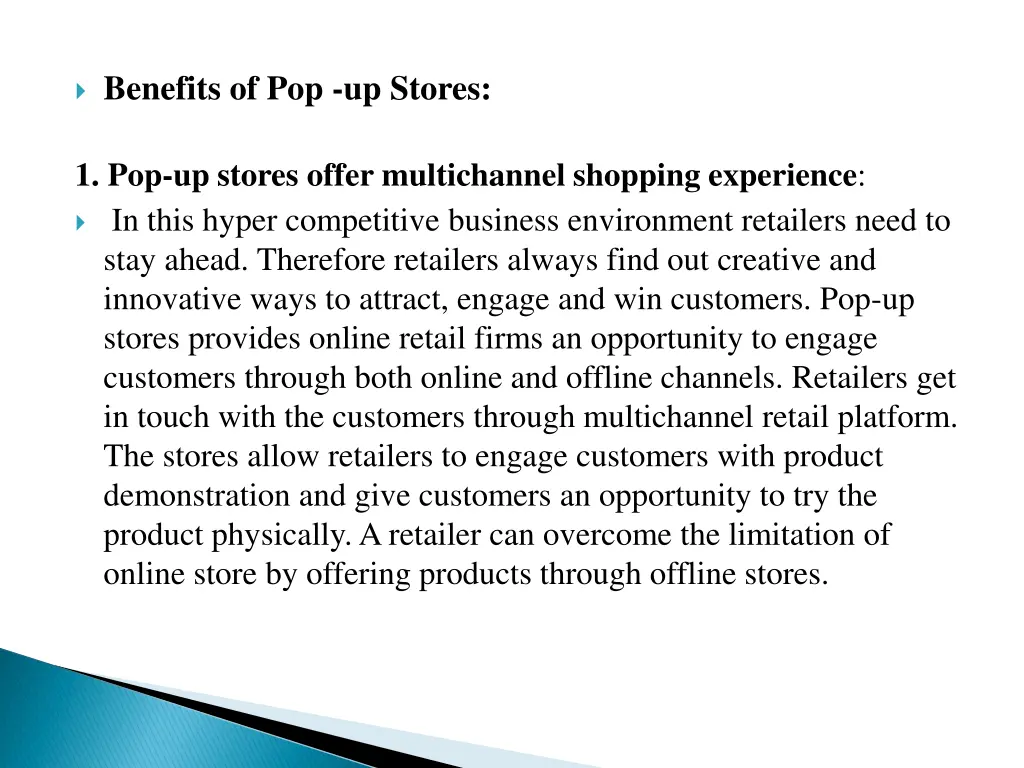 benefits of pop up stores