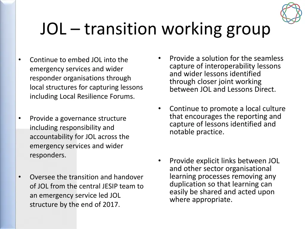 jol transition working group 1