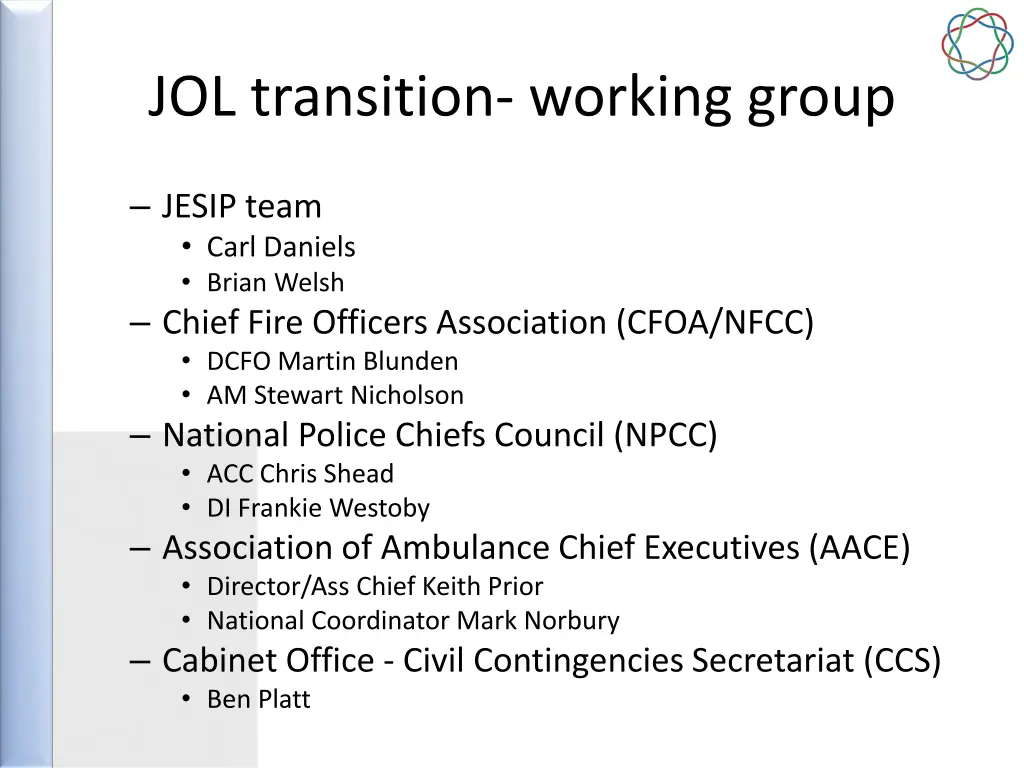 jol transition working group