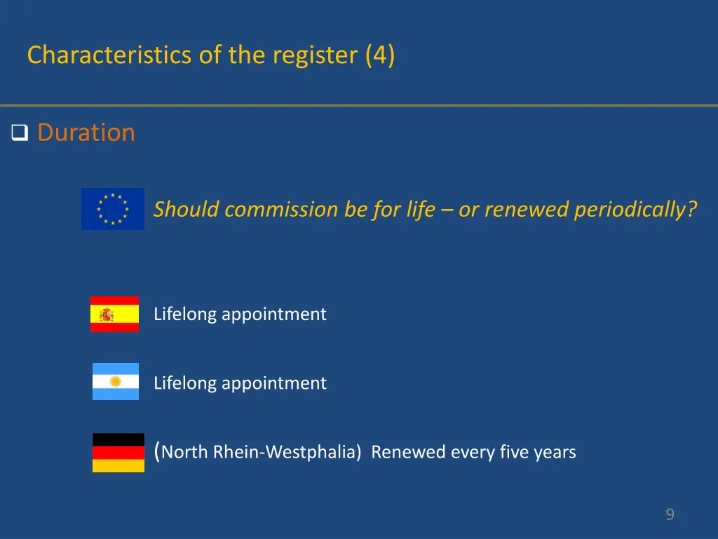 characteristics of the register 4