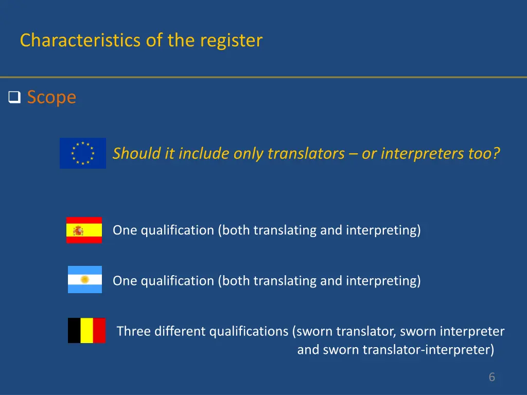 characteristics of the register