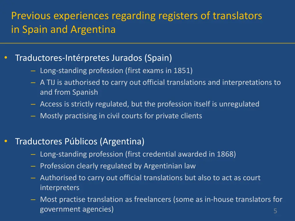 previous experiences regarding registers