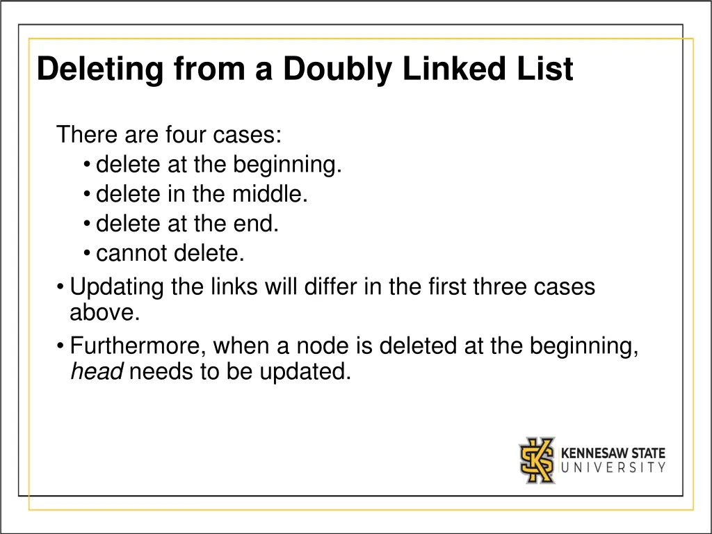 deleting from a doubly linked list