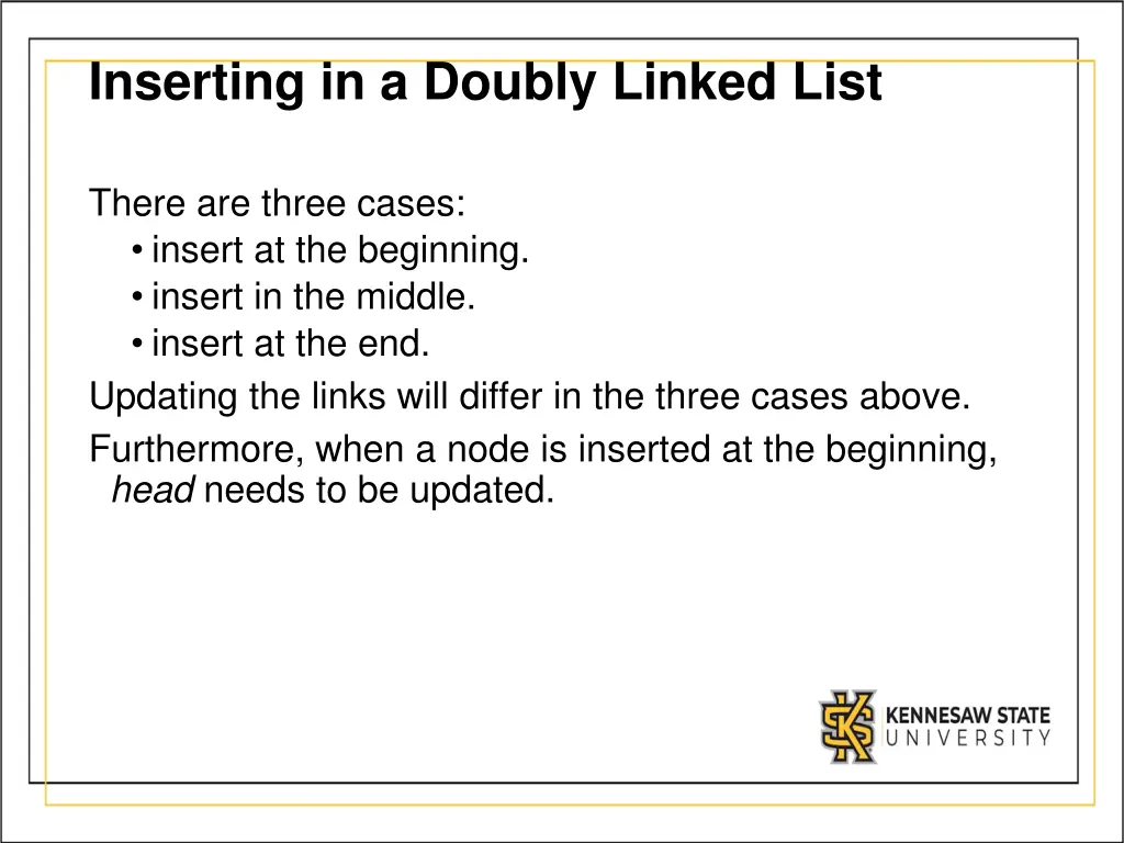 inserting in a doubly linked list