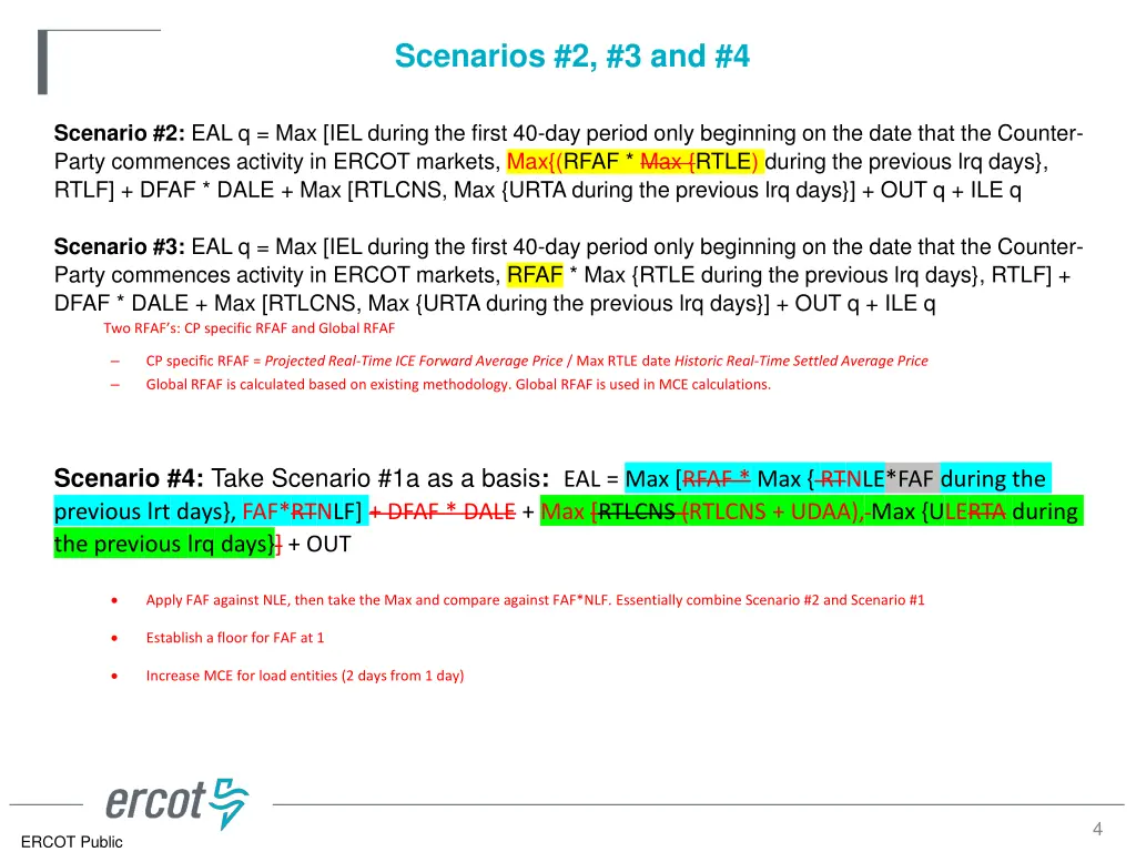 scenarios 2 3 and 4