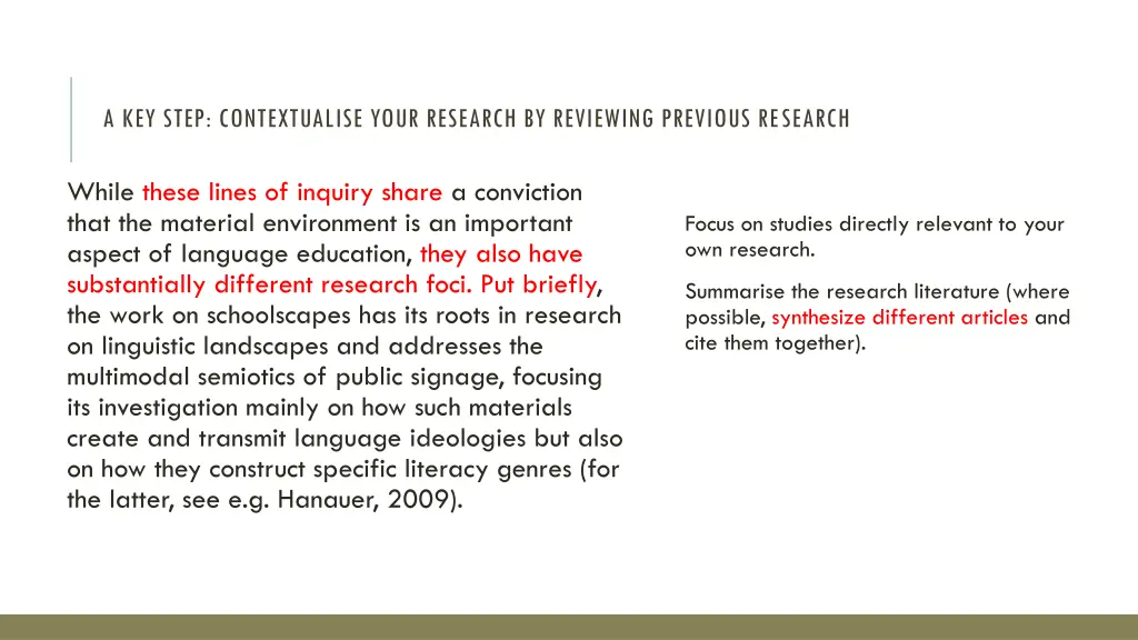 a key step contextualise your research