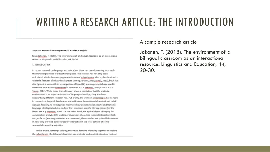 writing a research article the introduction 1