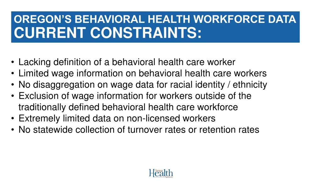 oregon s behavioral health workforce data current