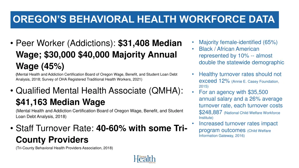 oregon s behavioral health workforce data