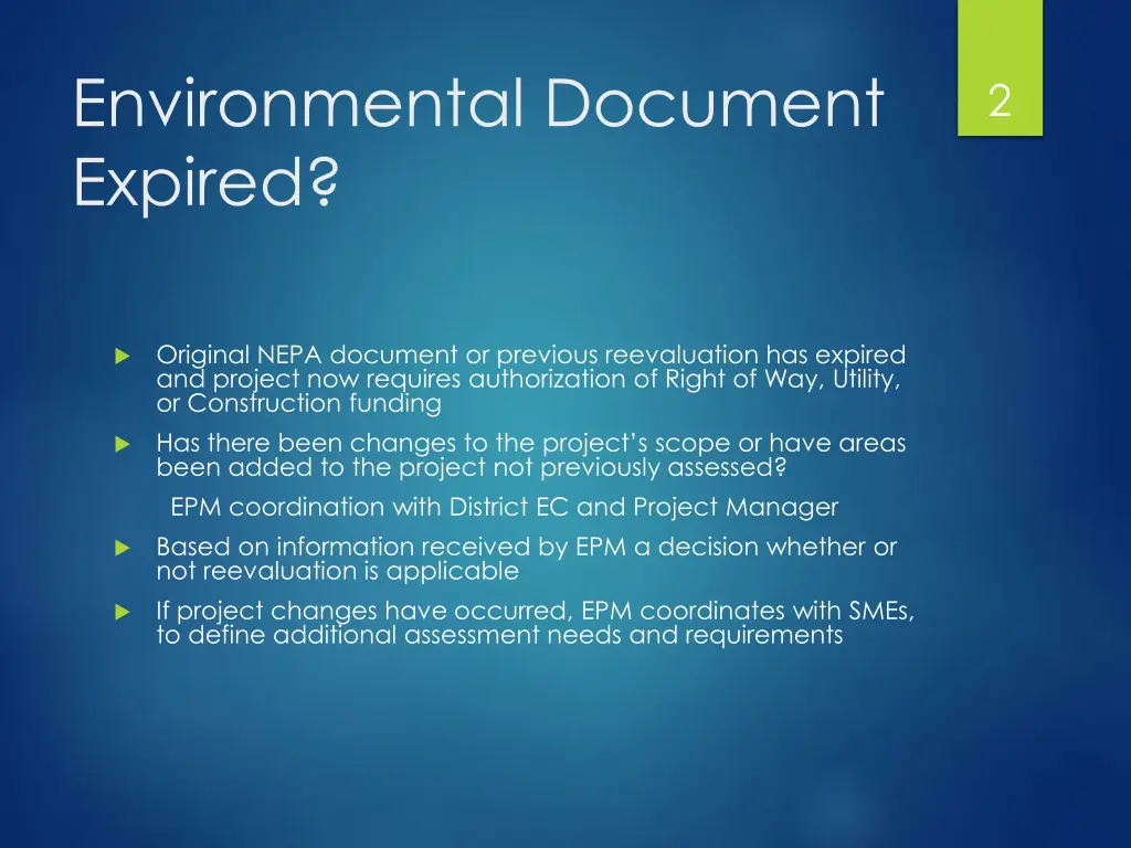 environmental document expired