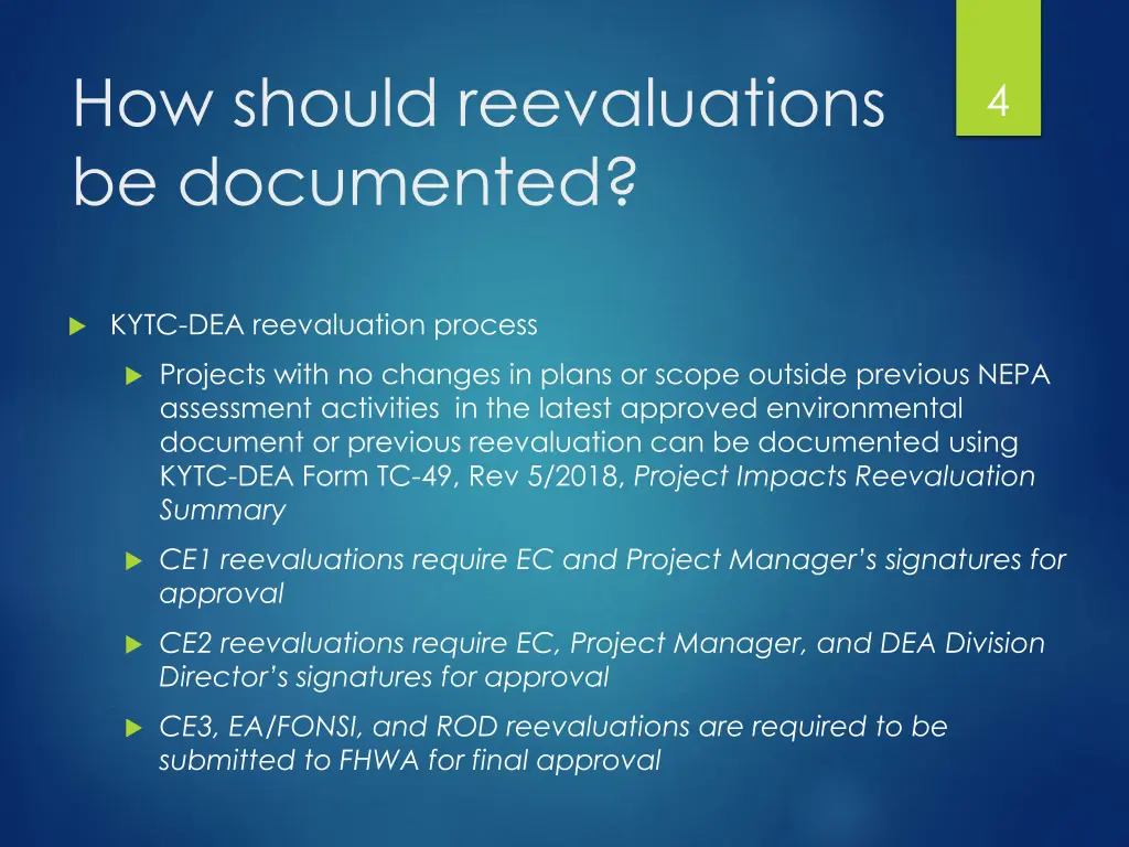 how should reevaluations be documented