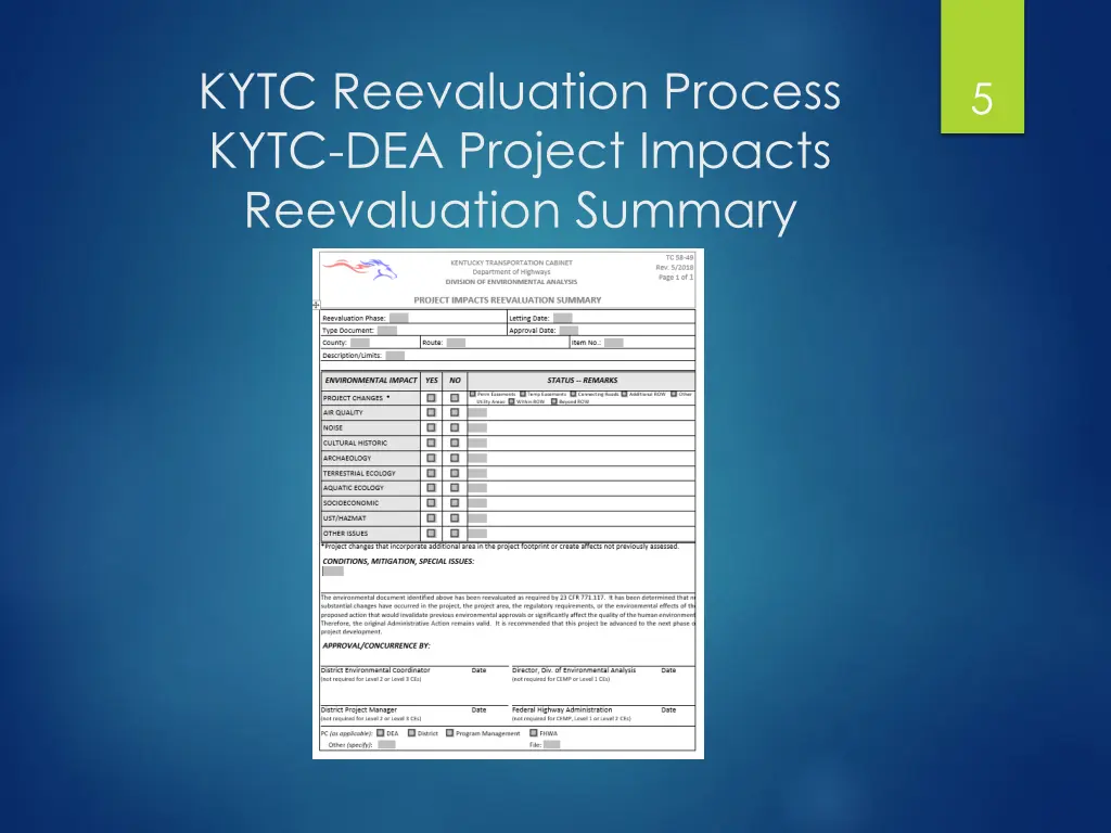 kytc reevaluation process kytc dea project