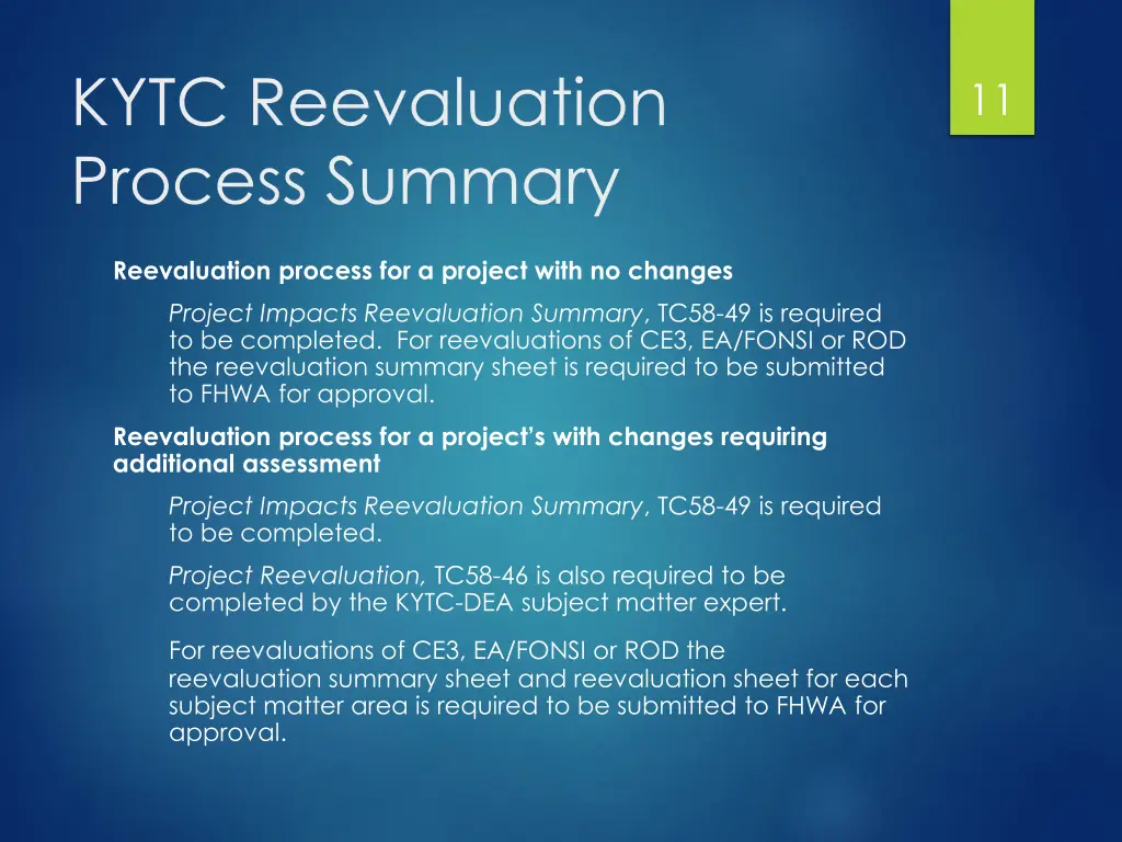 kytc reevaluation process summary