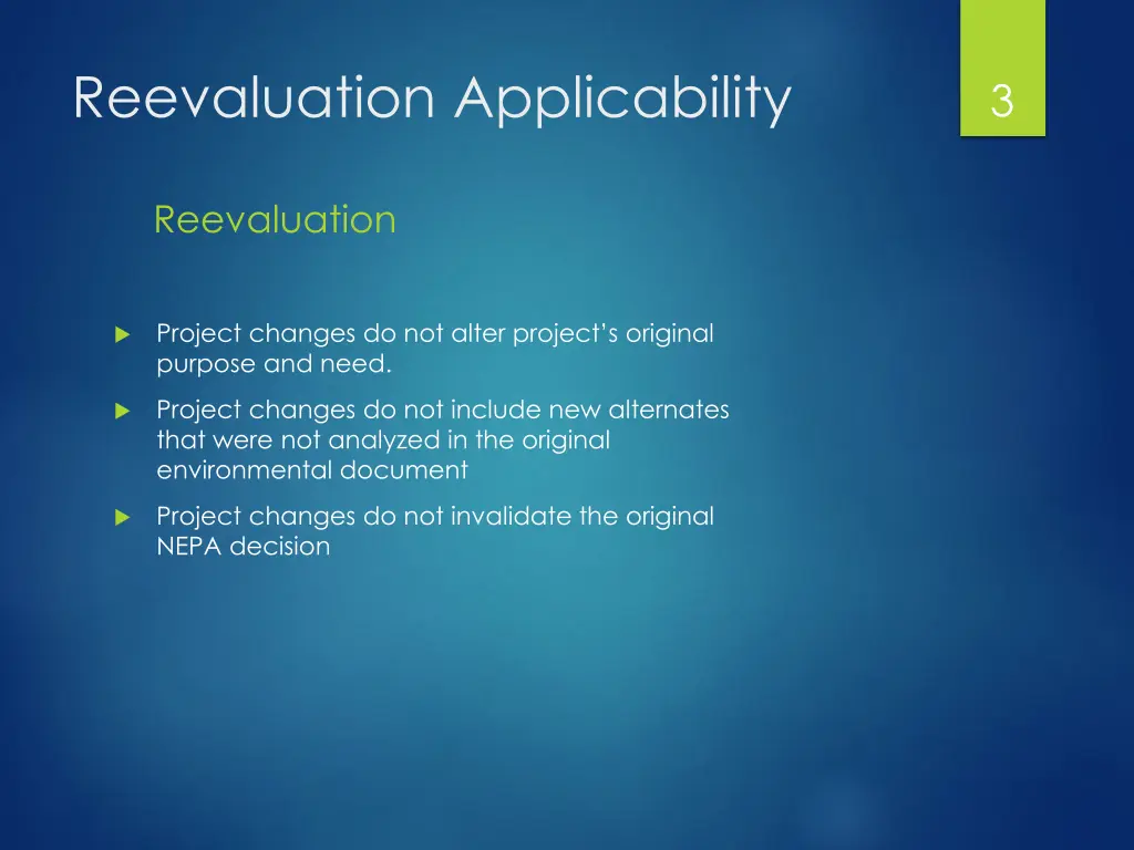 reevaluation applicability