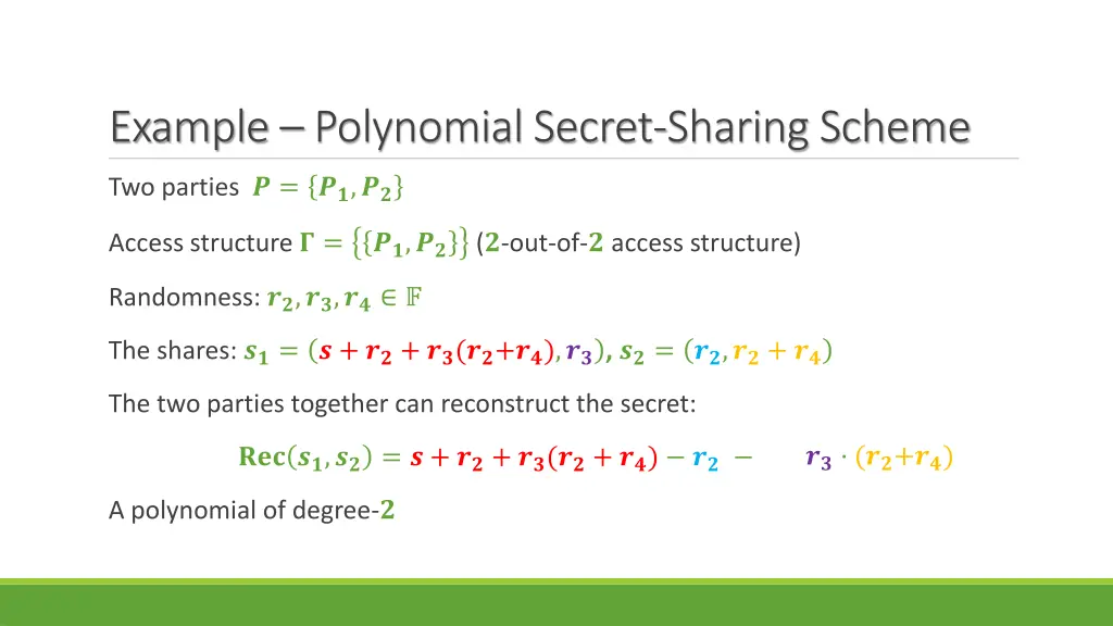 example polynomial secret sharing scheme