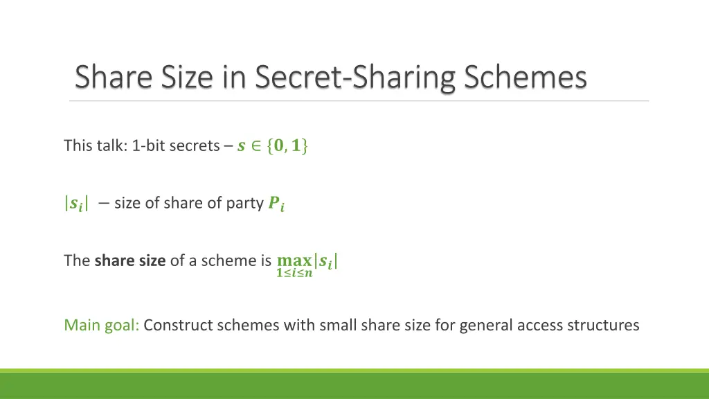 share size in secret sharing schemes