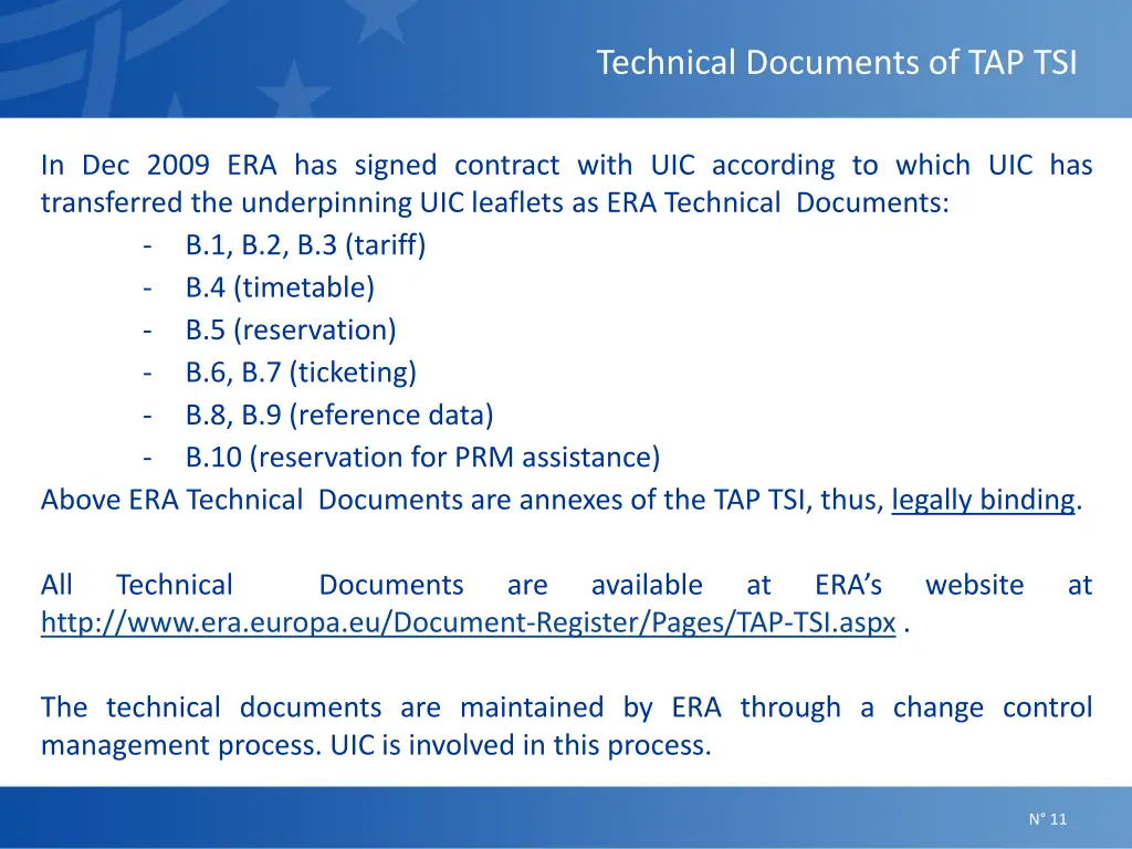 technical documents of tap tsi