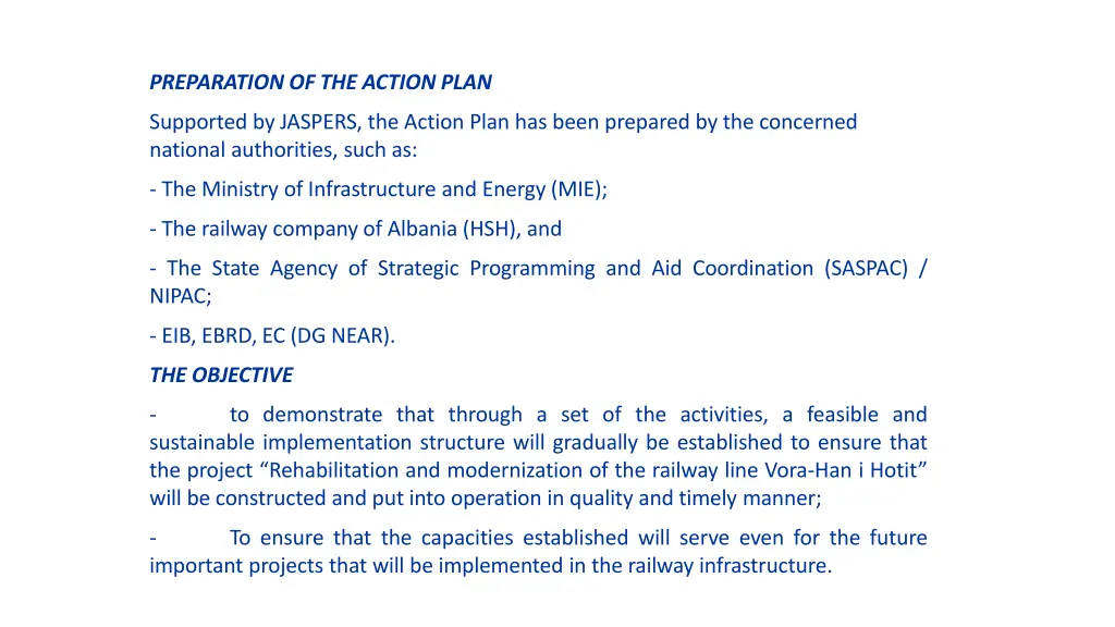 preparation of the action plan