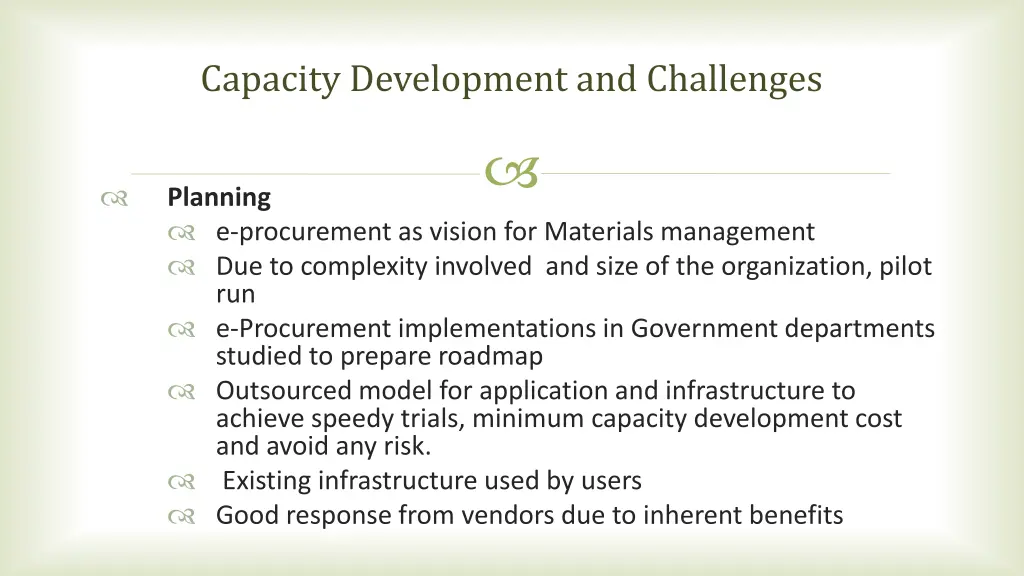 capacity development and challenges