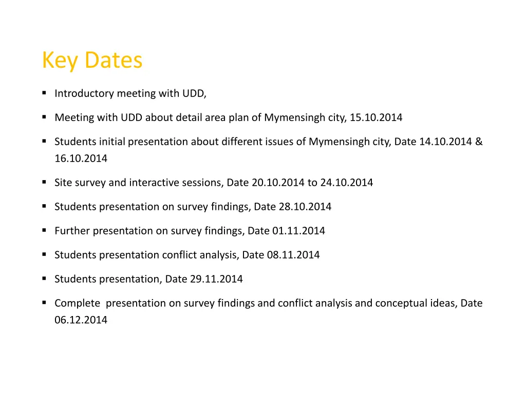 key dates