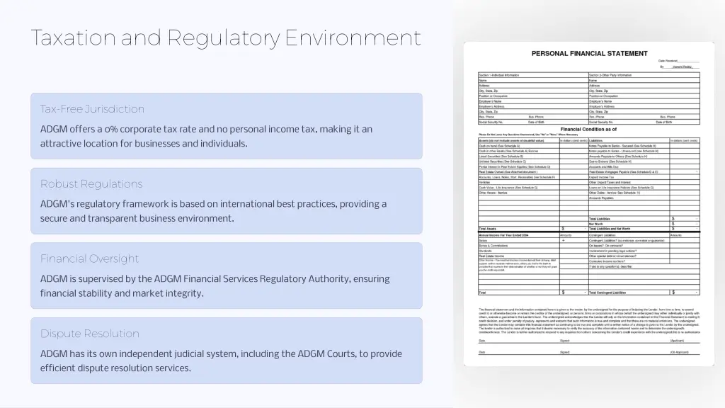 taxation and regulatory environment