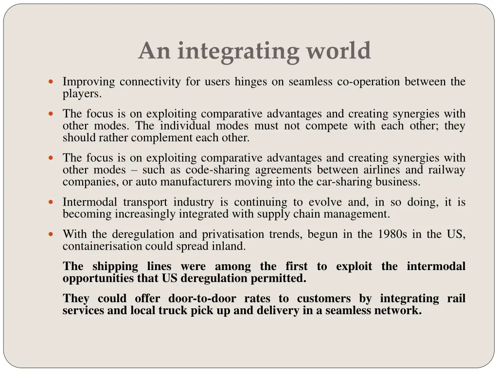 an integrating world