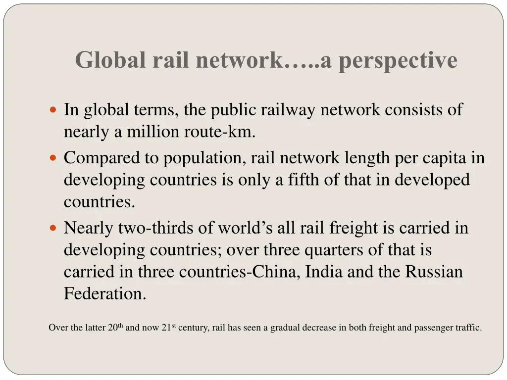 global rail network a perspective