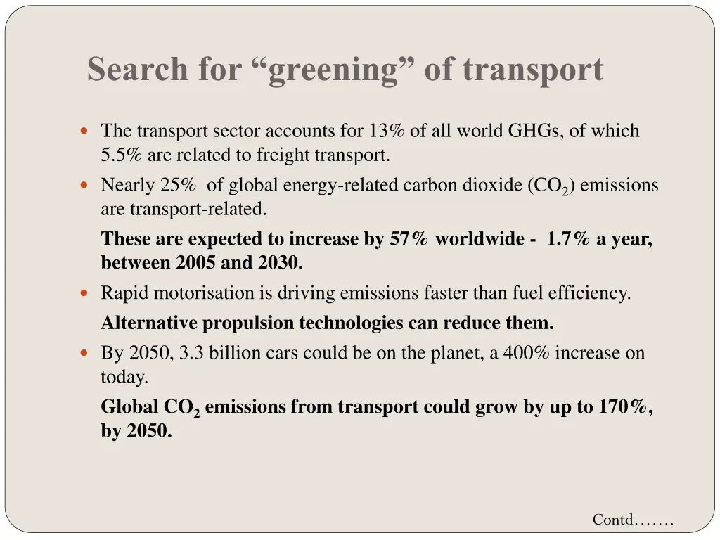 search for greening of transport 1