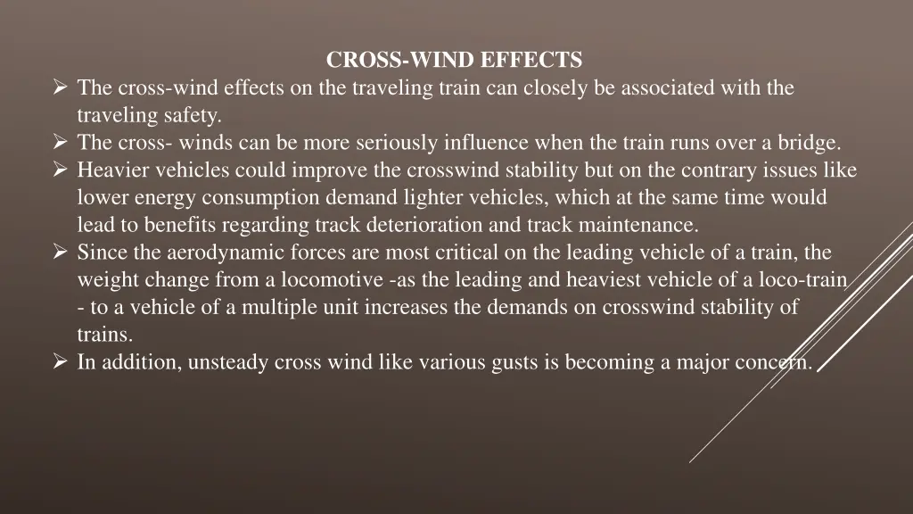 cross wind effects