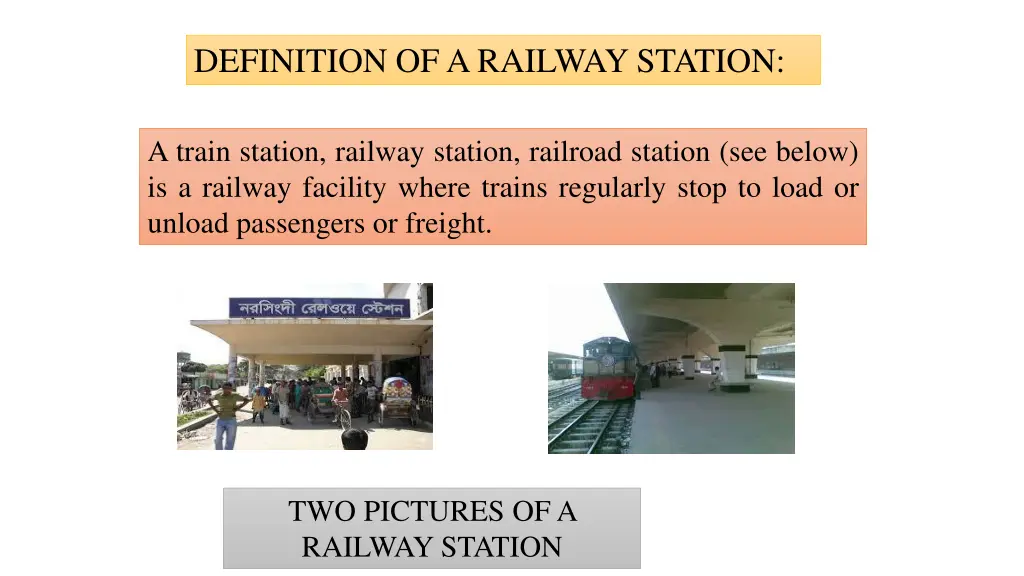 definition of a railway station