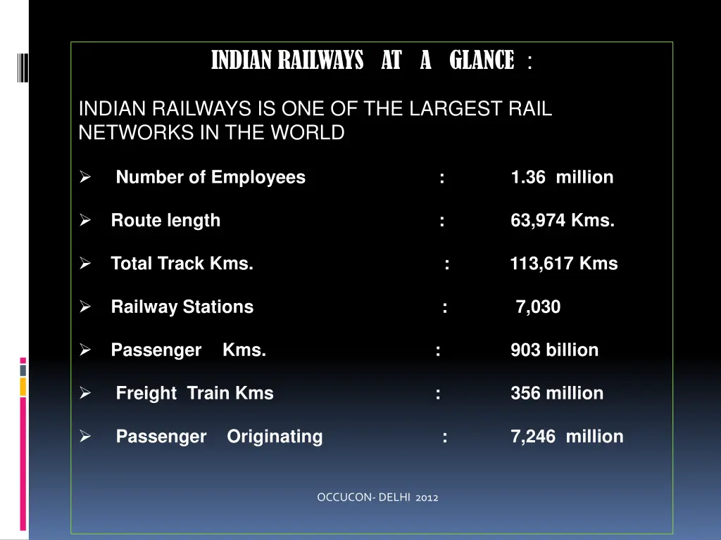 indian railways at a glance