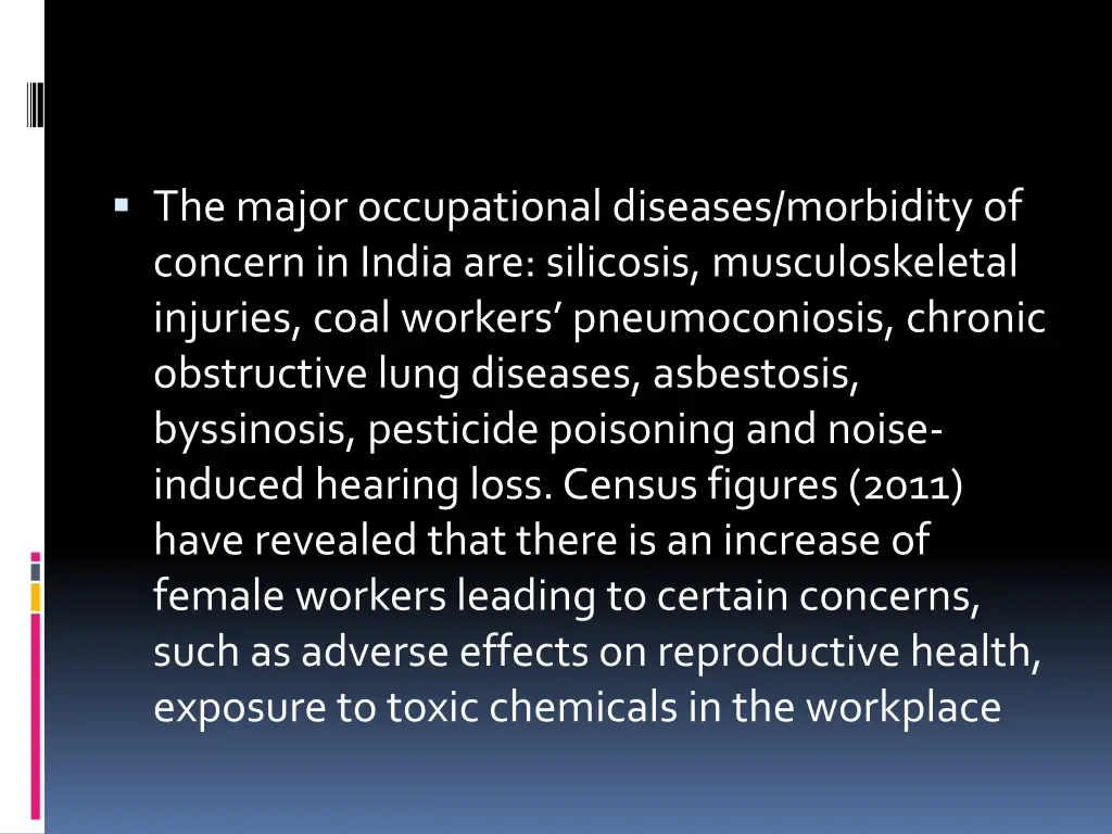 the major occupational diseases morbidity