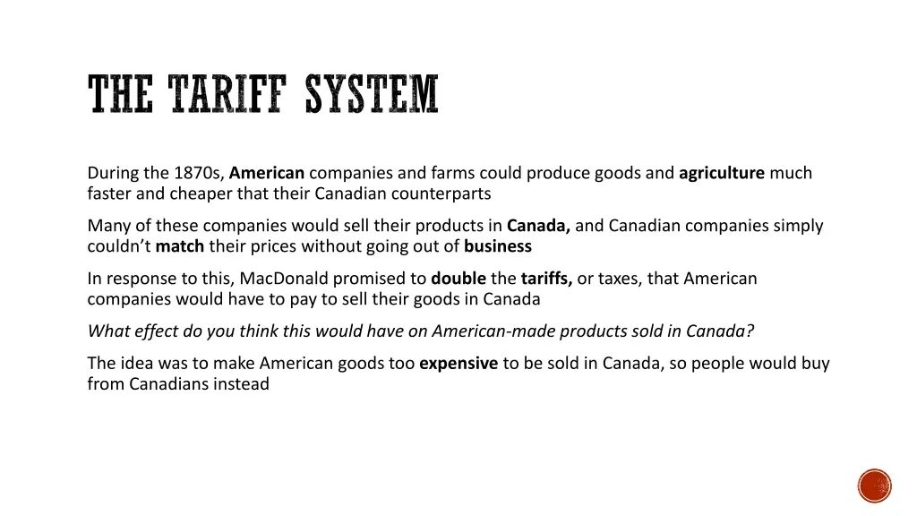 the tariff system