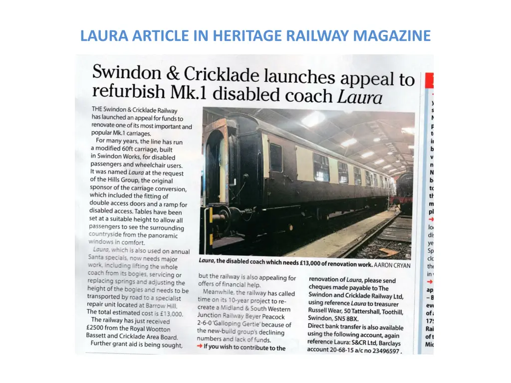 laura article in heritage railway magazine