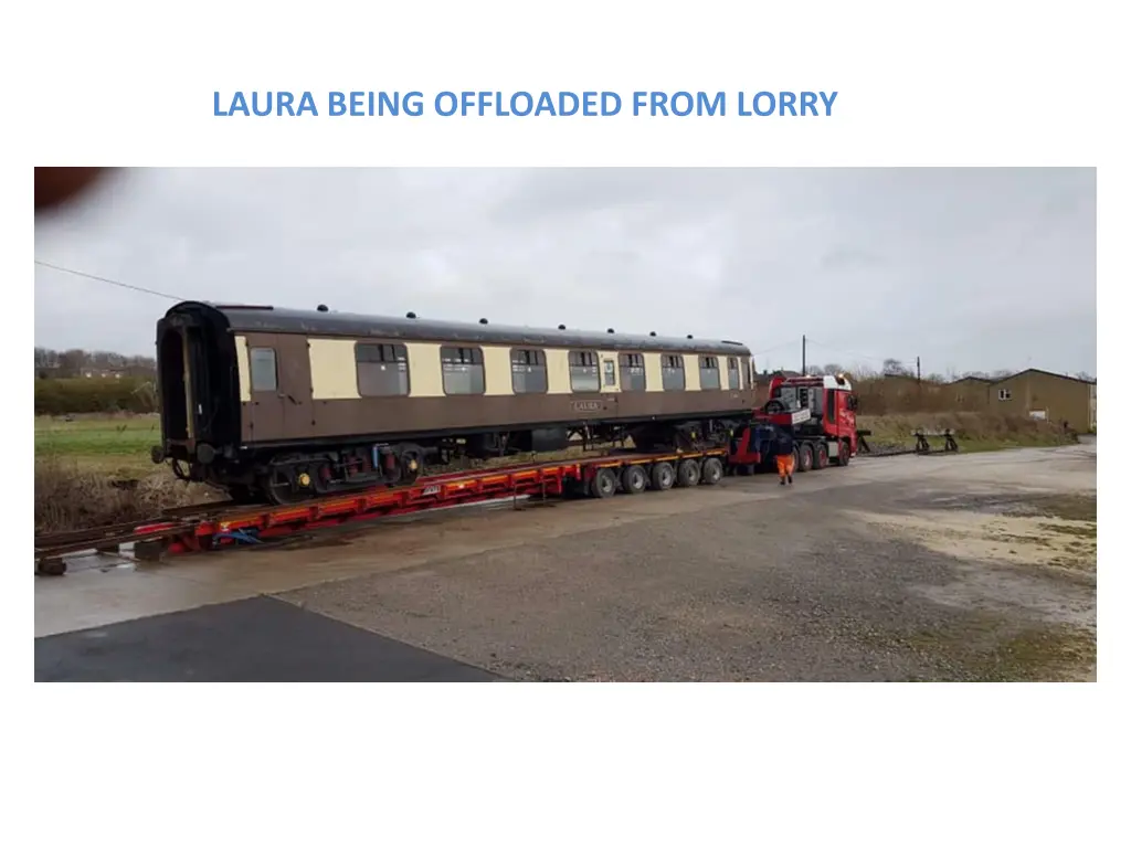 laura being offloaded from lorry