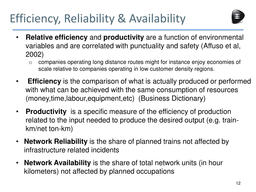 efficiency reliability availability